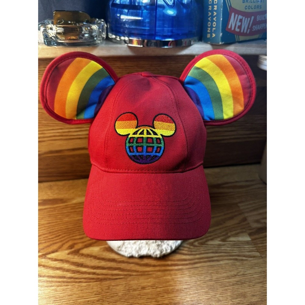 Disney Parks Mickey Mouse Ear Baseball Hat Cap Rainbow LGBTQ Pride Adult NWT